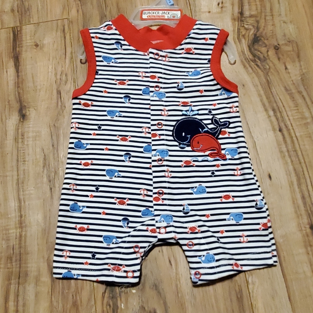 Quacker Jack Nautical theme one piece 0-3 mths